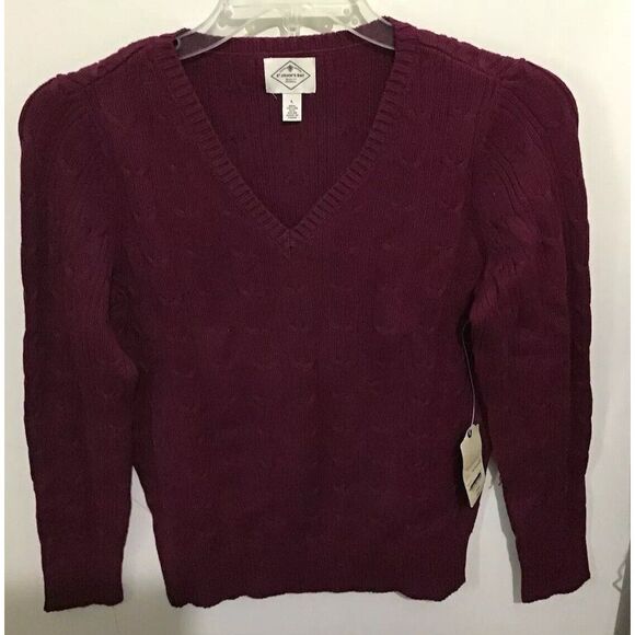 Women's Size‎ L St. John's Bay Sweater Cable Knit V-Neck Pullover - Picture 1 of 4